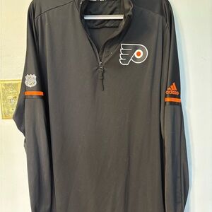 adidas Black Philadelphia Flyers 1/4 Zip Pullover with Orange Accents